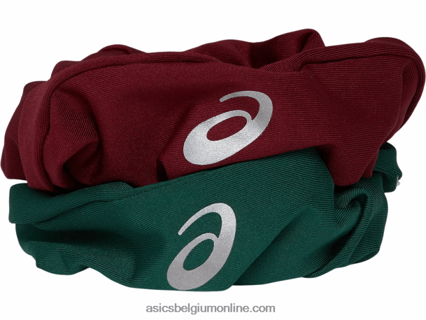 de nieuwe sterke hergebruikte scrunchie V6HXR22993 kardinaal/bosgroen Asics