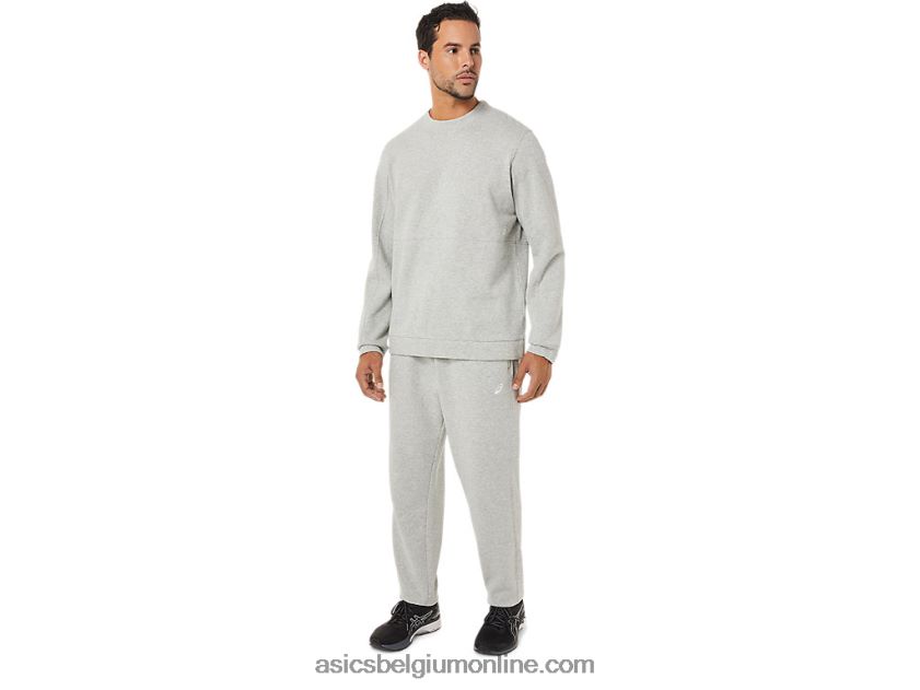 heren fleece taps toelopende broek V6HXR21704 lichtgrijze heide Asics