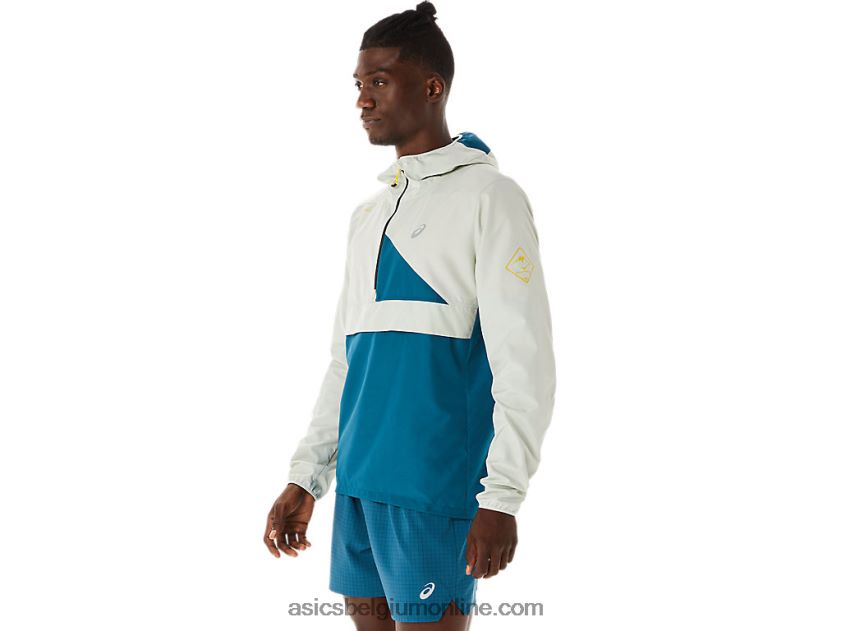 fujitrail-anorak voor heren V6HXR2523 inkt groenblauw/licht salie Asics