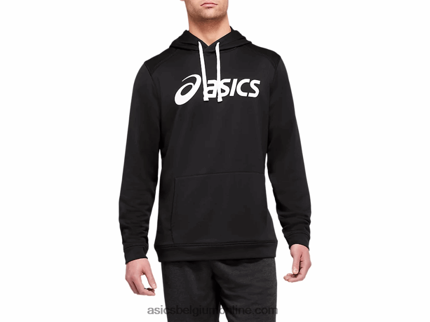 heren hoodie van french terry V6HXR21985 uitvoering zwart/wit Asics
