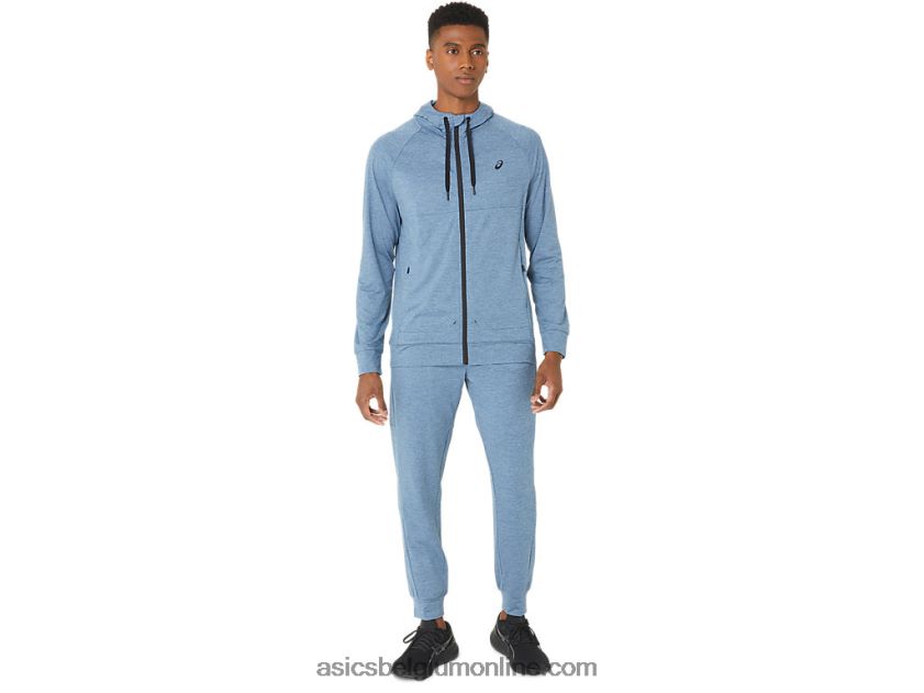 heren tech fz hoodie 2.0 V6HXR244 staalblauwe spacedye Asics