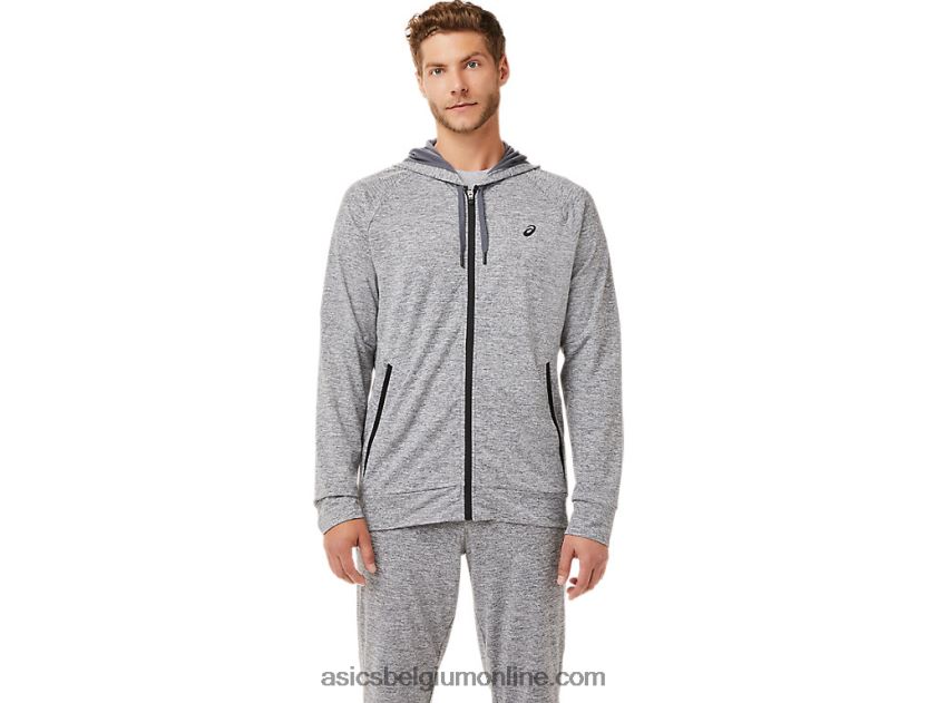 technische herenhoodie met volledige rits V6HXR21907 drager grijze heide Asics