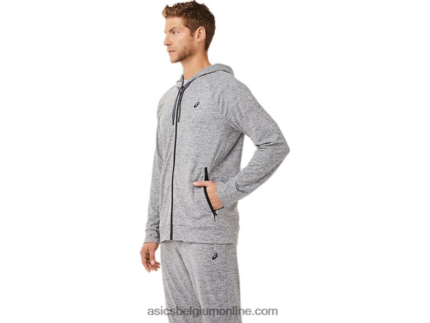 technische herenhoodie met volledige rits V6HXR21907 drager grijze heide Asics