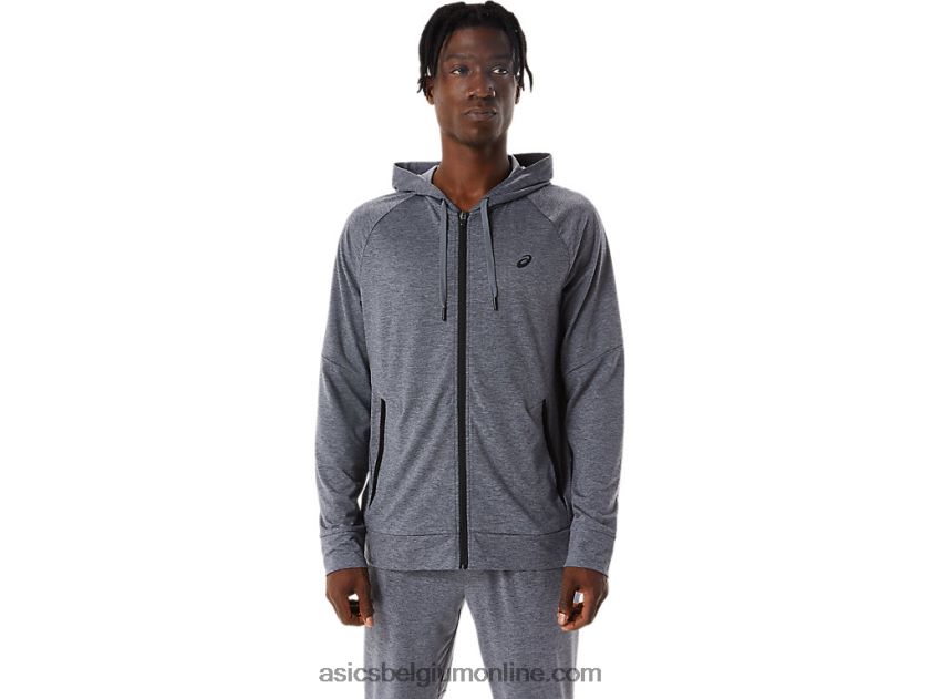 technische herenhoodie met volledige rits V6HXR2817 metropool grijze heide Asics