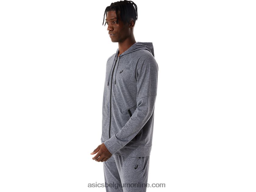 technische herenhoodie met volledige rits V6HXR2817 metropool grijze heide Asics