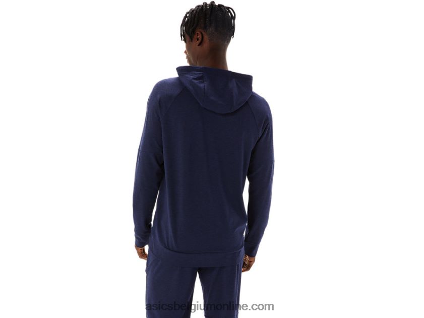 technische herenhoodie met volledige rits V6HXR2867 peacoat/perf zwart Asics
