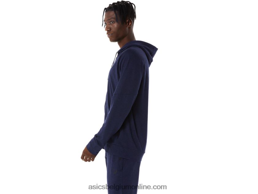 technische herenhoodie met volledige rits V6HXR2867 peacoat/perf zwart Asics