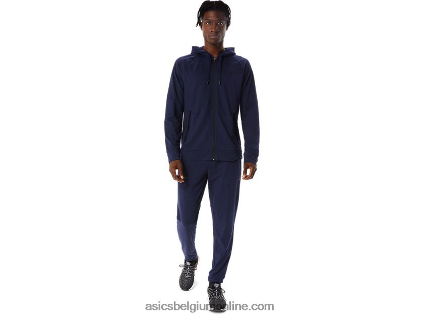 technische herenhoodie met volledige rits V6HXR2867 peacoat/perf zwart Asics