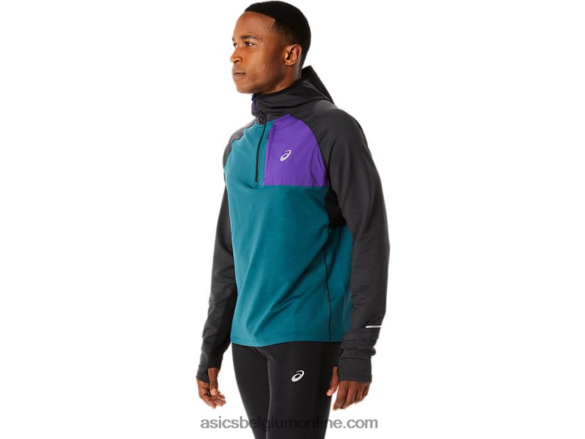 winterhardloophoodie met lange mouwen voor heren V6HXR2840 fluweel grenen heide/zwart Asics