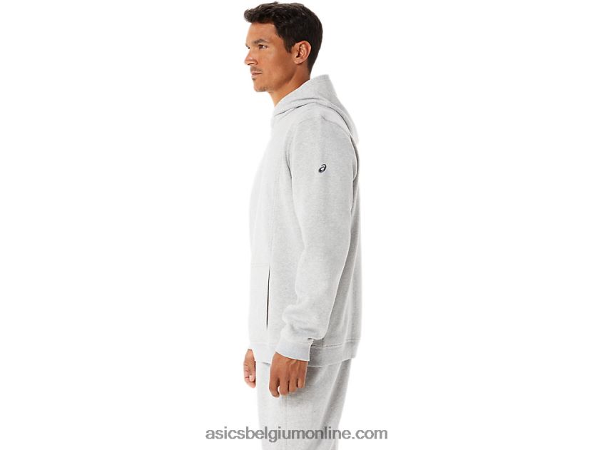 zondagse fleece herenhoodie V6HXR254 lichtgrijze heide Asics