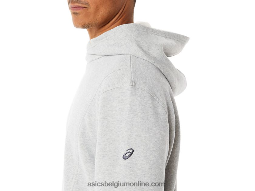 zondagse fleece herenhoodie V6HXR254 lichtgrijze heide Asics