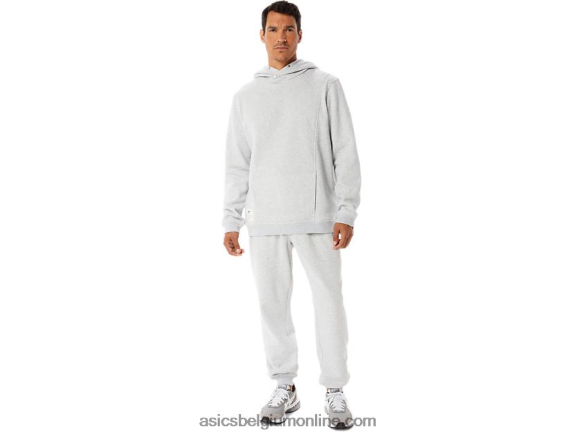 zondagse fleece herenhoodie V6HXR254 lichtgrijze heide Asics