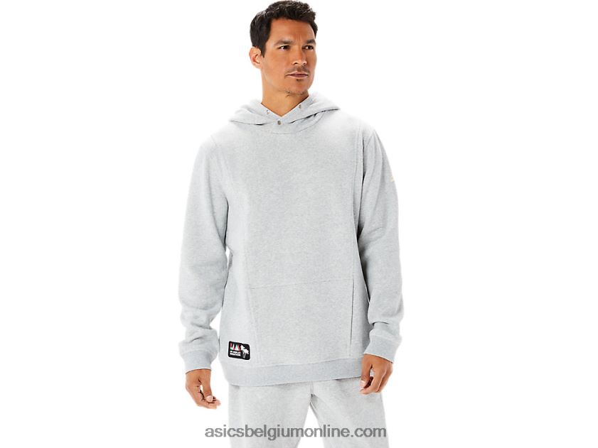 zondagse fleece herenhoodie lam V6HXR21346 lichtgrijze heide Asics