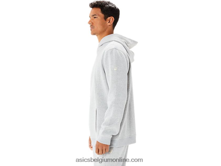 zondagse fleece herenhoodie lam V6HXR21346 lichtgrijze heide Asics