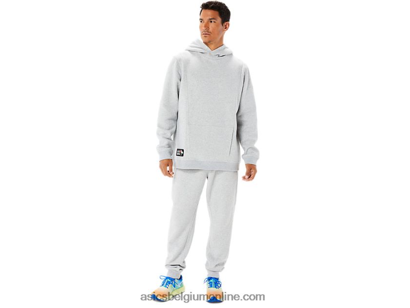 zondagse fleece herenhoodie lam V6HXR21346 lichtgrijze heide Asics