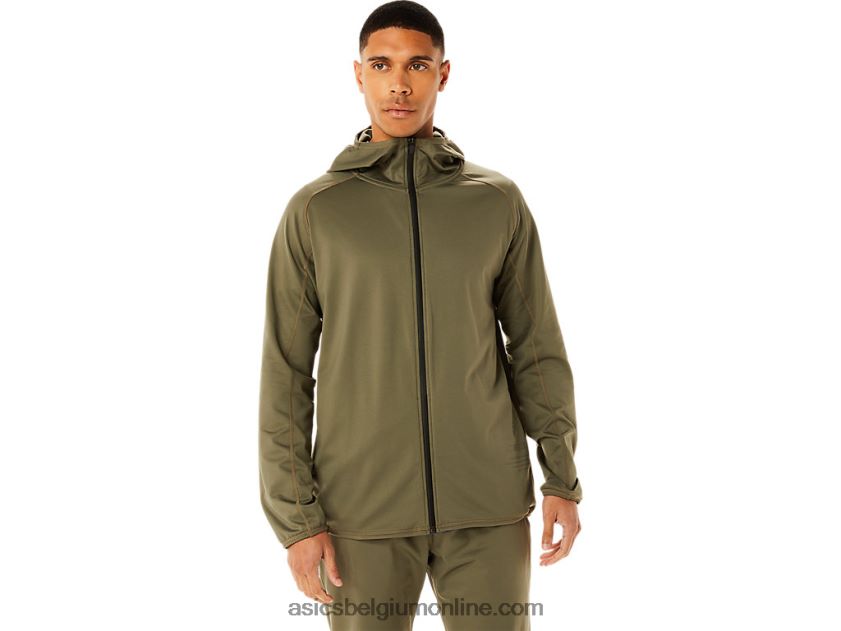 Actibreeze jacquard geborsteld gebreid jack voor heren V6HXR2759 mantel groen Asics