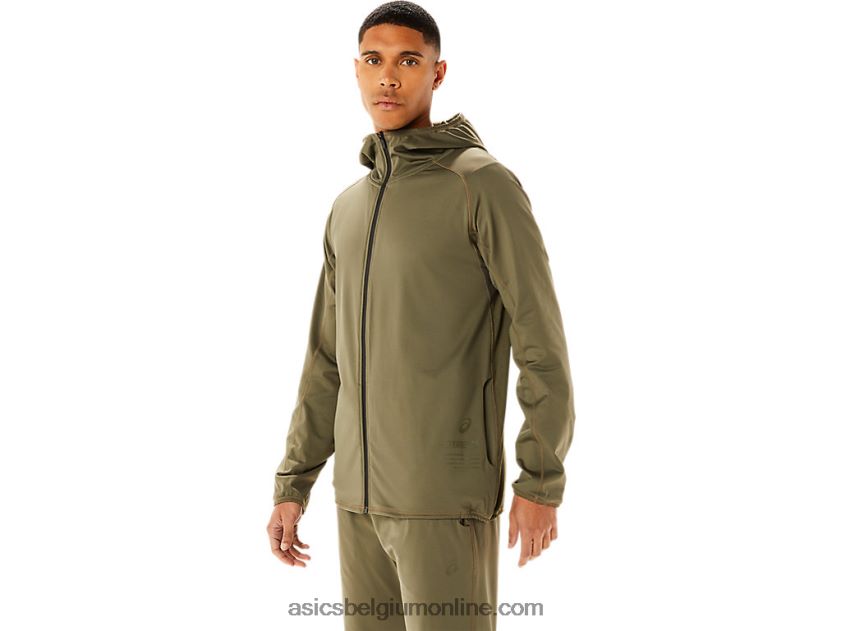Actibreeze jacquard geborsteld gebreid jack voor heren V6HXR2759 mantel groen Asics