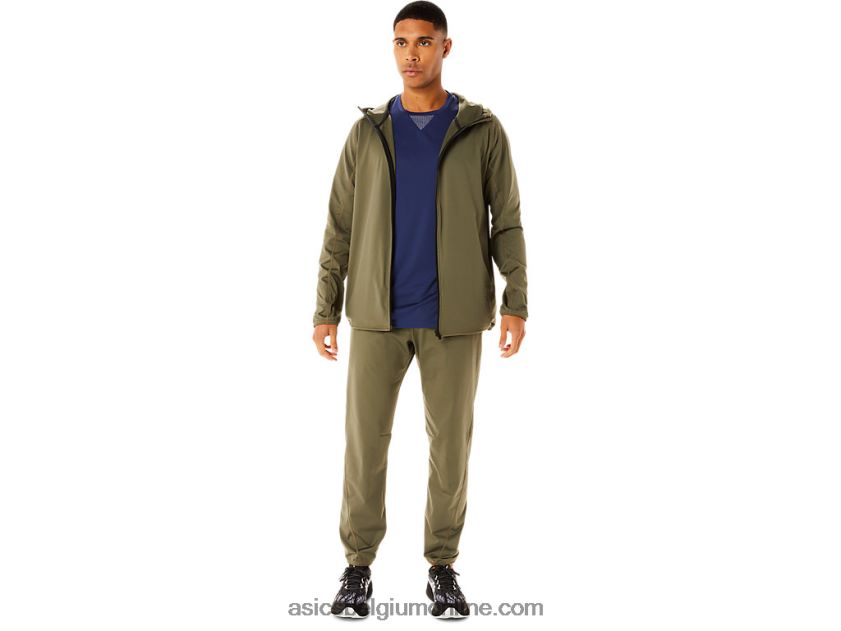 Actibreeze jacquard geborsteld gebreid jack voor heren V6HXR2759 mantel groen Asics