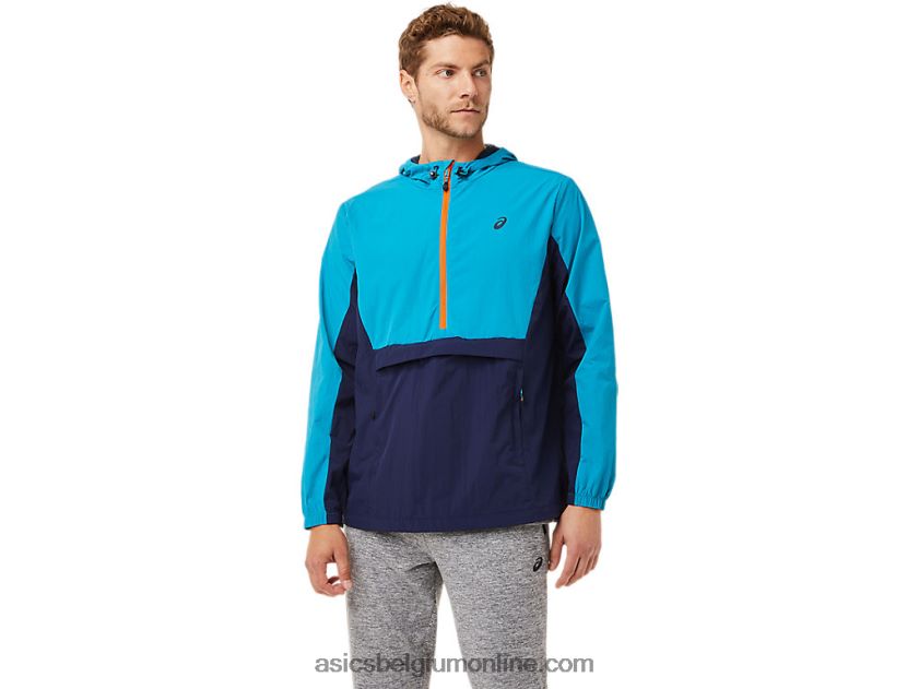 heren anorakjack V6HXR22030 teal blauw/peacoat Asics