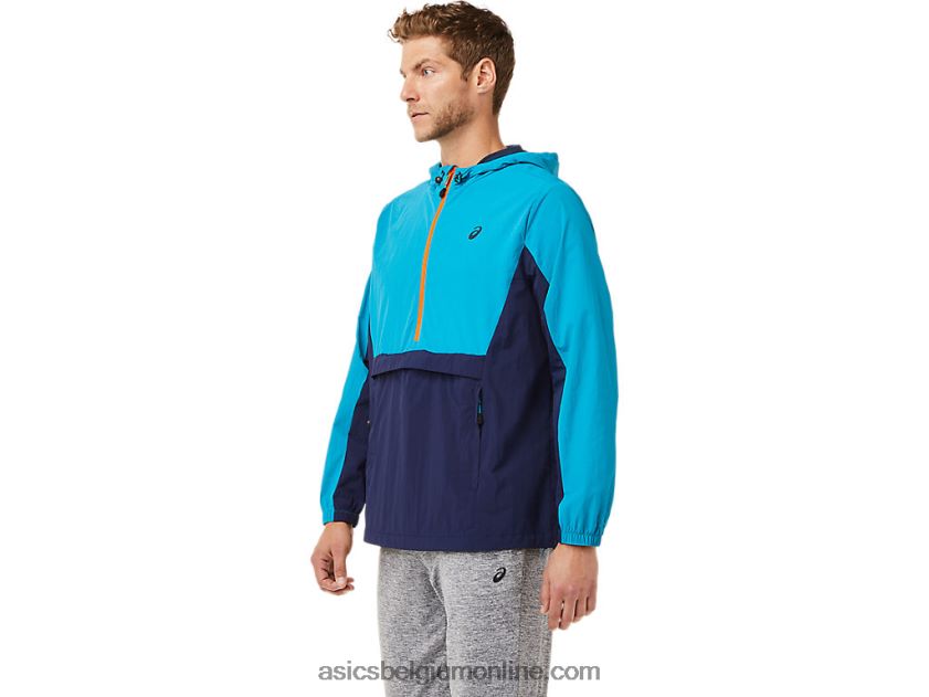 heren anorakjack V6HXR22030 teal blauw/peacoat Asics