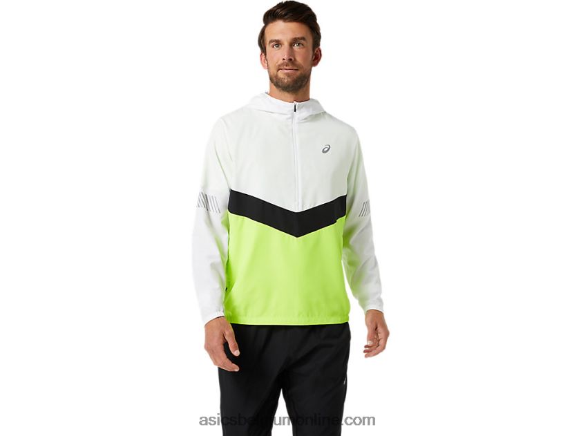 heren lite-wedstrijdjas V6HXR21348 schitterend wit/gevarengroen Asics