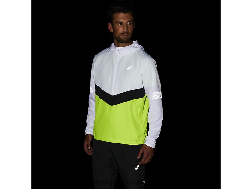 heren lite-wedstrijdjas V6HXR21348 schitterend wit/gevarengroen Asics