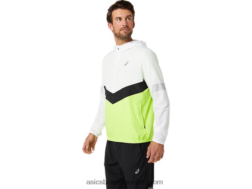 heren lite-wedstrijdjas V6HXR21348 schitterend wit/gevarengroen Asics