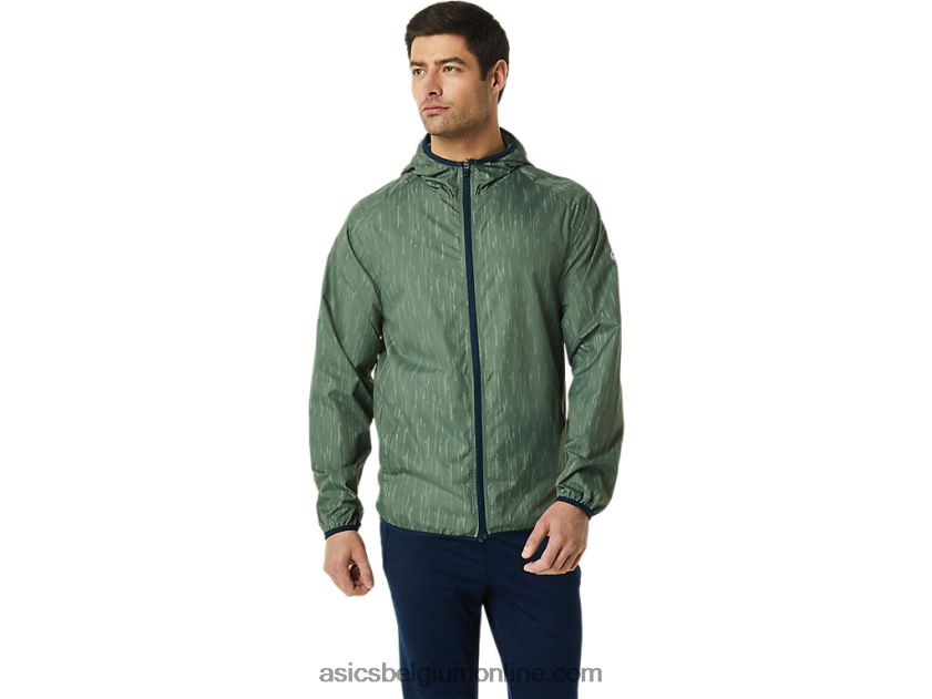 opvouwbare jas voor heren V6HXR2793 korstmos groene print/frans blauw Asics