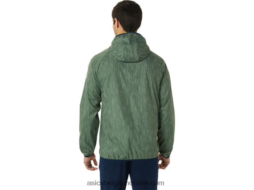 opvouwbare jas voor heren V6HXR2793 korstmos groene print/frans blauw Asics