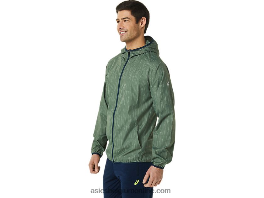 opvouwbare jas voor heren V6HXR2793 korstmos groene print/frans blauw Asics