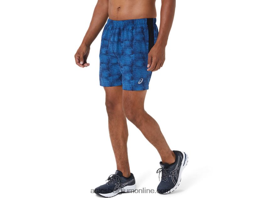 5in pr lyte short voor heren V6HXR21040 tie dye blauwe print/perf zwart Asics