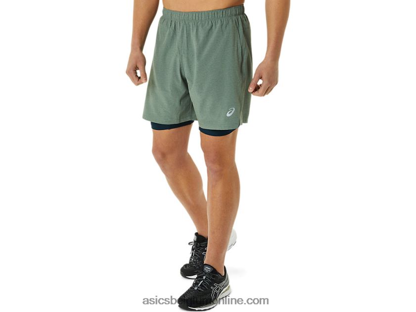 heren 7in 2 in 1 short V6HXR21352 korstmos groen heide/frans blauw Asics