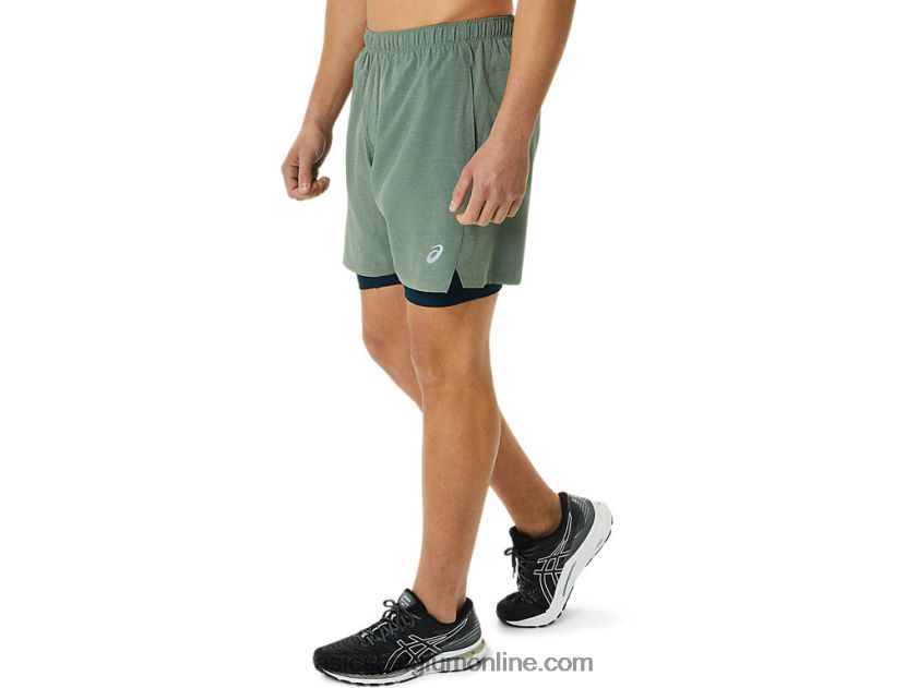 heren 7in 2 in 1 short V6HXR21352 korstmos groen heide/frans blauw Asics