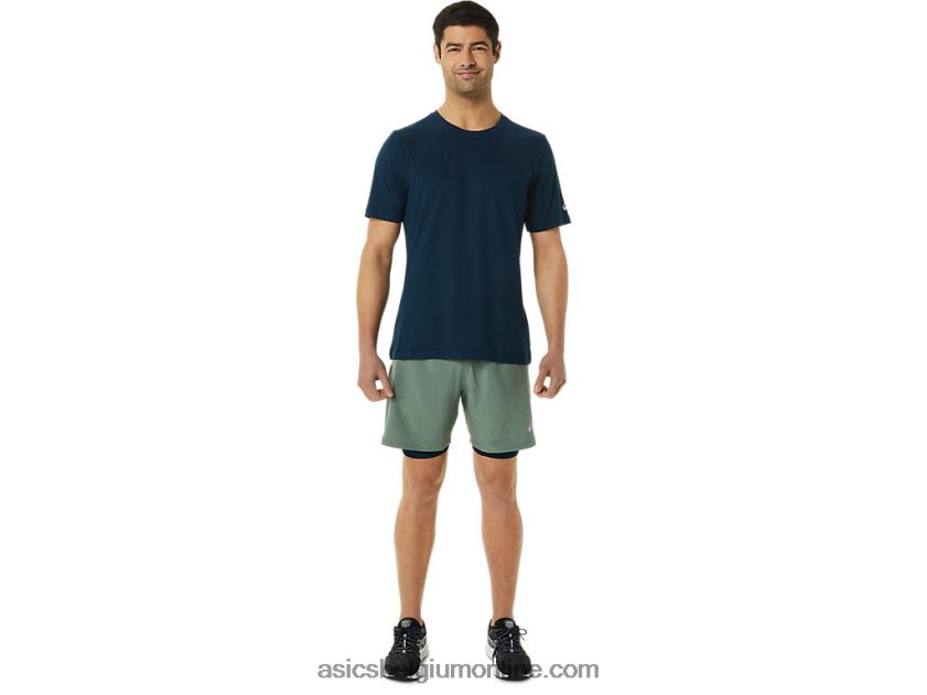 heren 7in 2 in 1 short V6HXR21352 korstmos groen heide/frans blauw Asics