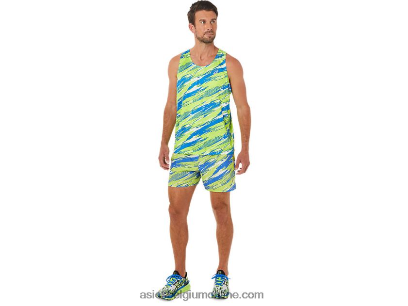 kleurinjectie short voor heren V6HXR21425 gevaar groen Asics