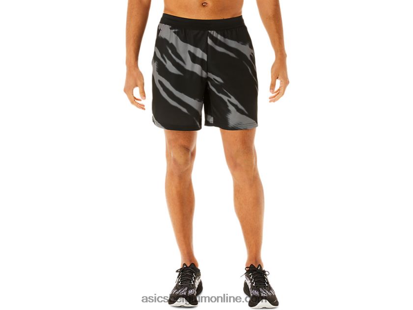 seizoensshort met all-over print voor heren V6HXR2995 performance zwart/grafietgrijs Asics