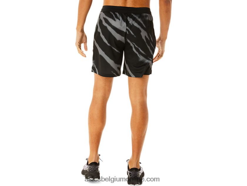 seizoensshort met all-over print voor heren V6HXR2995 performance zwart/grafietgrijs Asics
