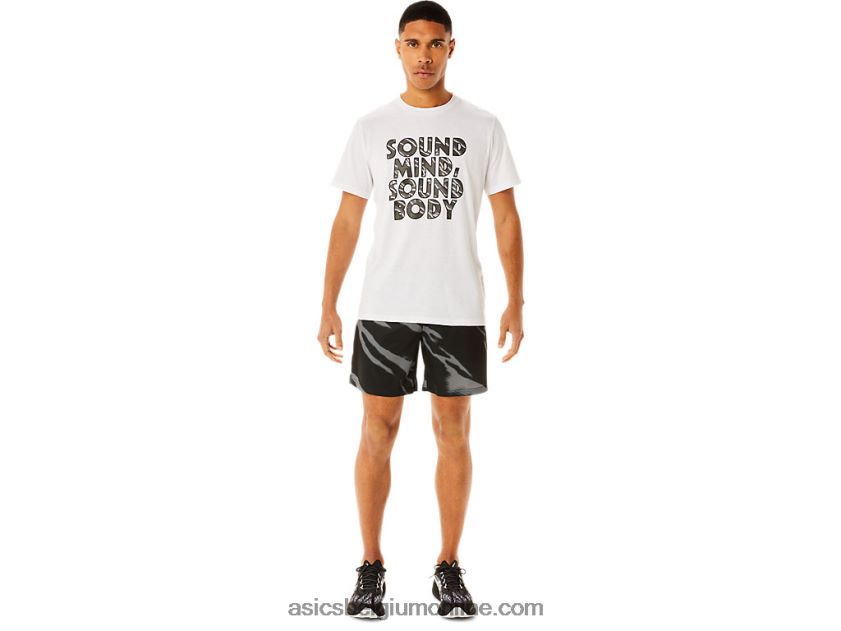 seizoensshort met all-over print voor heren V6HXR2995 performance zwart/grafietgrijs Asics