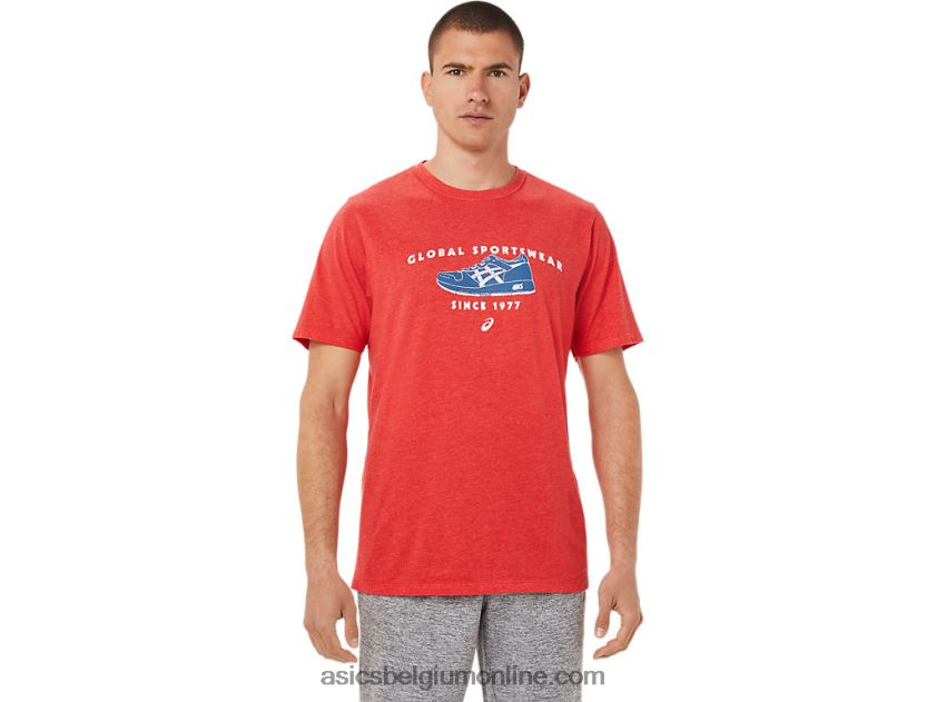 Sportkleding T-shirt uit 1977 V6HXR2781 klassieke rode heide Asics