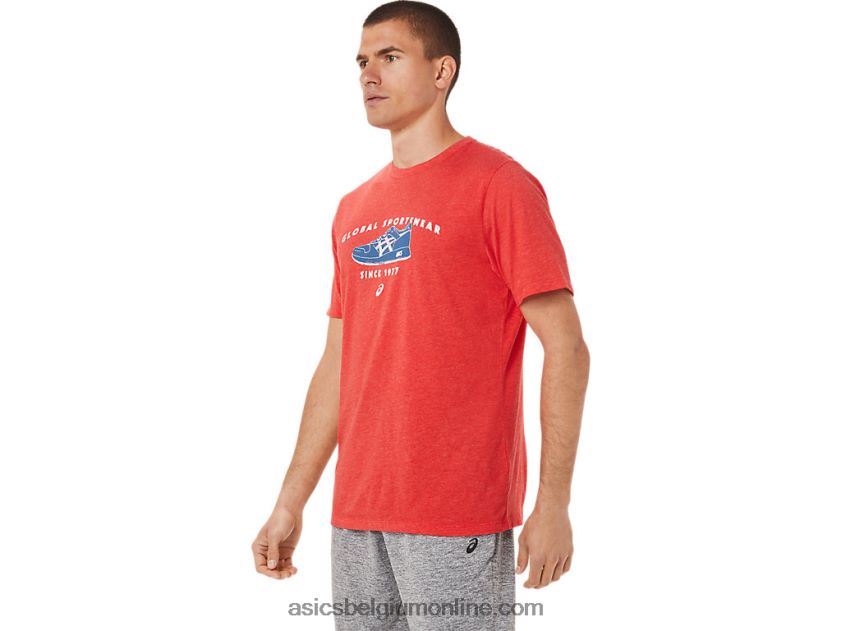 Sportkleding T-shirt uit 1977 V6HXR2781 klassieke rode heide Asics