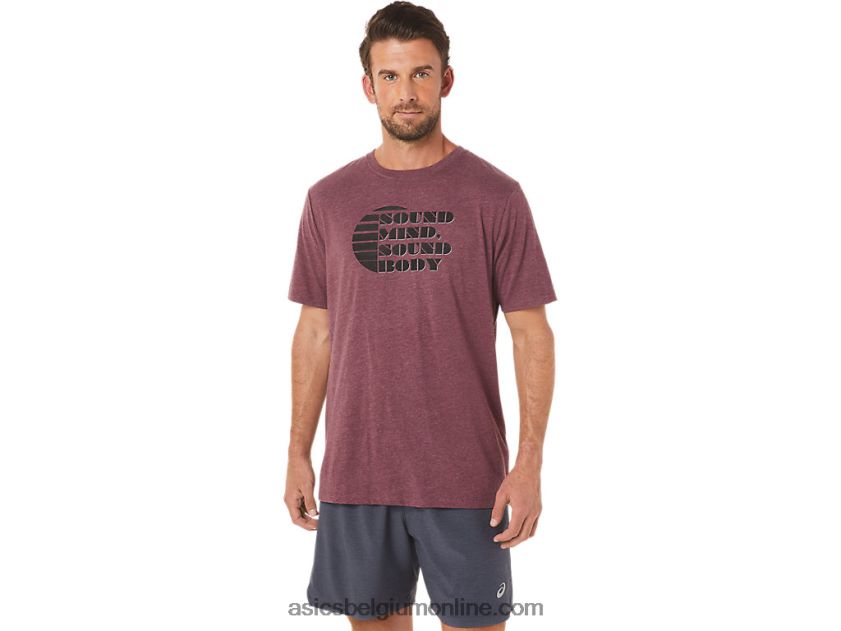 T-shirt met korte mouwen en slogan V6HXR21607 diepe marsheide Asics