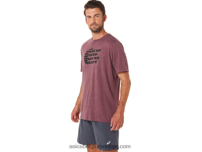 T-shirt met korte mouwen en slogan V6HXR21607 diepe marsheide Asics