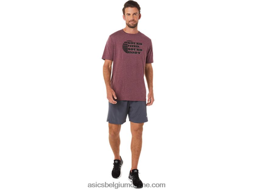 T-shirt met korte mouwen en slogan V6HXR21607 diepe marsheide Asics