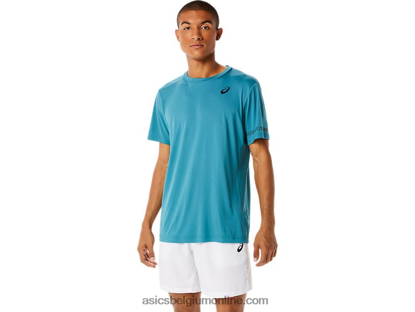 T-shirt met korte mouwen voor heren V6HXR21138 mistige pijnboom Asics