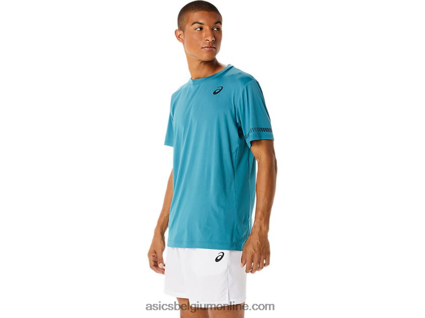 T-shirt met korte mouwen voor heren V6HXR21138 mistige pijnboom Asics