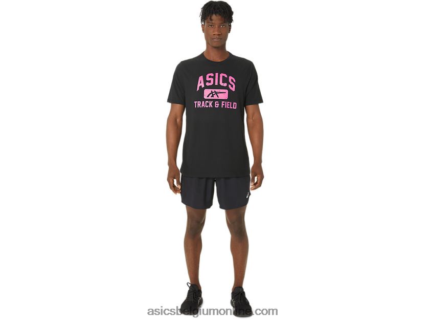 Uniseks atletiekshirt met grafische print V6HXR267 prestatie zwart Asics