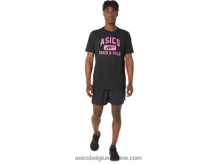 Uniseks atletiekshirt met grafische print V6HXR267 prestatie zwart Asics