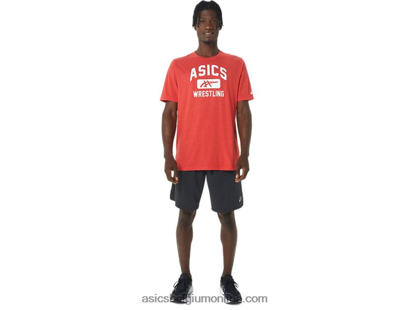 Unisex worstelen grafisch T-shirt V6HXR2848 klassieke rode heide Asics