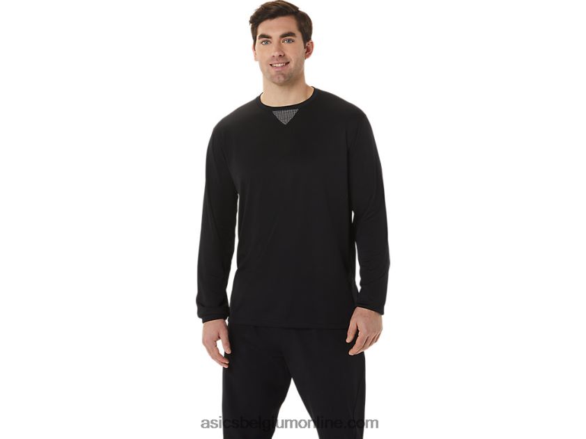 actibreeze verkoelende jacquardtop met lange mouwen voor heren V6HXR2991 prestatie zwart Asics