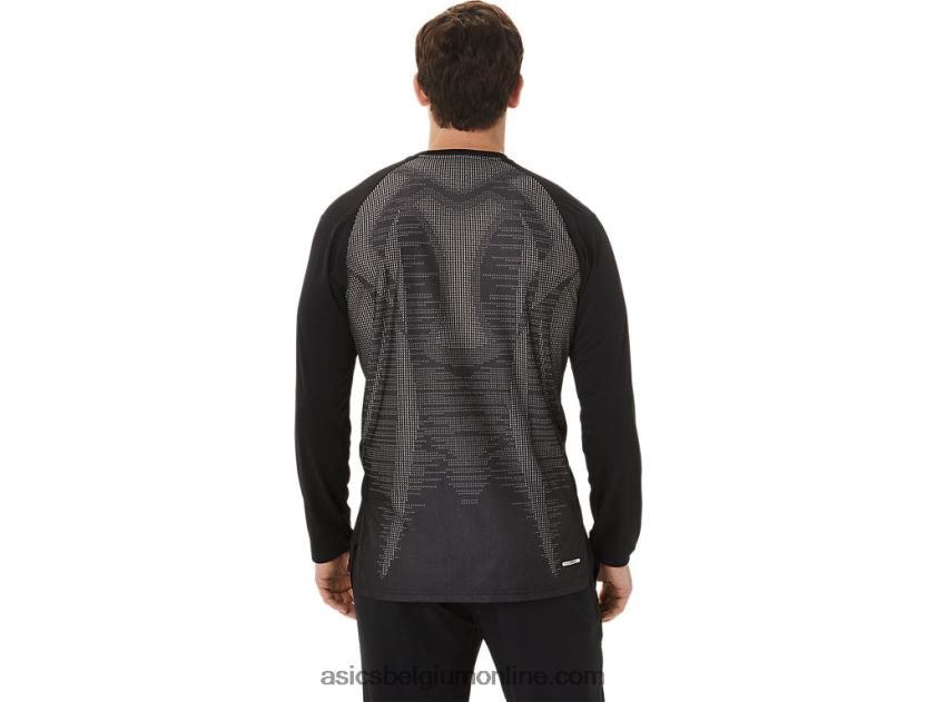actibreeze verkoelende jacquardtop met lange mouwen voor heren V6HXR2991 prestatie zwart Asics